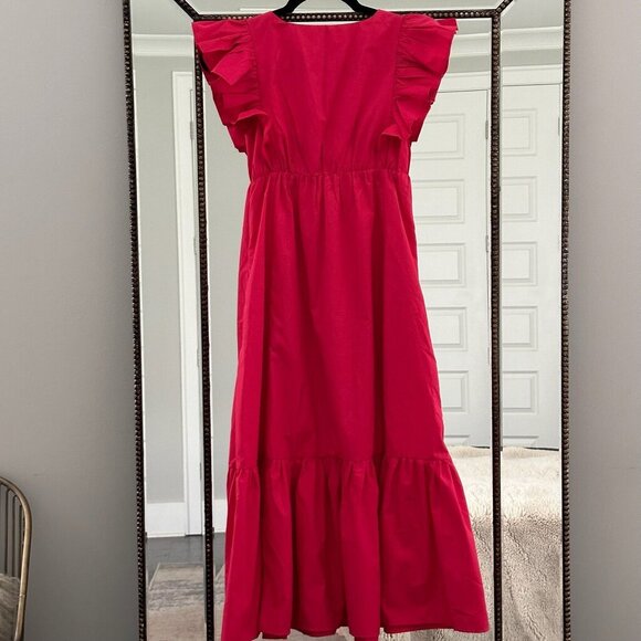 Abercrombie V-Neck Ruffle Sleeve MidiDress Size XSP - Picture 3 of 6